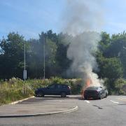 vehicle fire in the car park at Columbus Quarter in Andover on Saturday 9 September