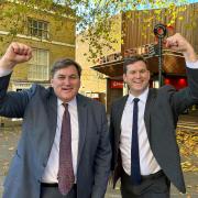 MP Kit Malthouse and council leader Phil North celebrate the £18.3 funding