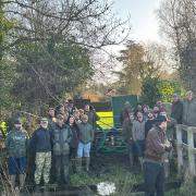 The Test and Itchen Association members at Chilbolton Cow Common to protest the pumping