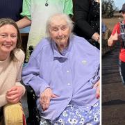 Gemma with her grandma Shirley Clinch who passed away two weeks ago from dementia; Right: Gemma during one of her training runs