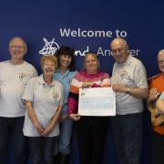 Uke@Heart presenting the donations to Andover Mind