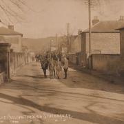 Troops passing through Stockbridge circa 1915. Postcard from the David Howard collection.
