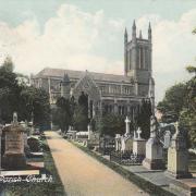 : St Mary's Churchyard, circa 1908. Postcard from the David Howard collection.