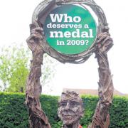Andover’s Millennium Man sculpture promotes the Pride awards. Picture Hannah Powell