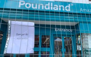 Poundland in Andover high street temporarily closed and fenced off due to safety concerns.